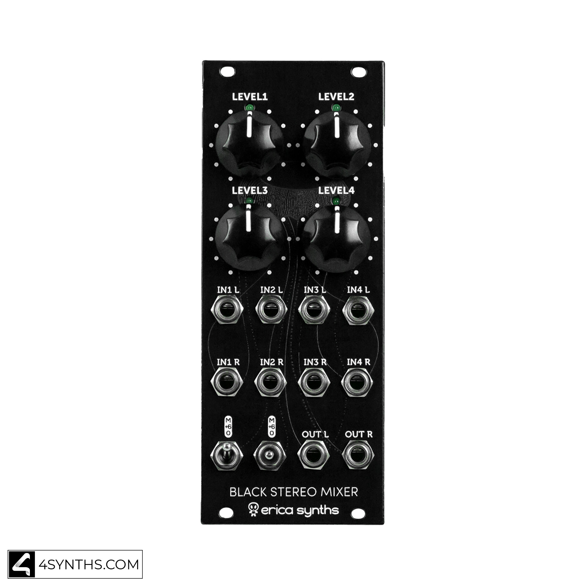 Erica Synths Black Stereo Mixer for modular synthesizers - 4Synths.com