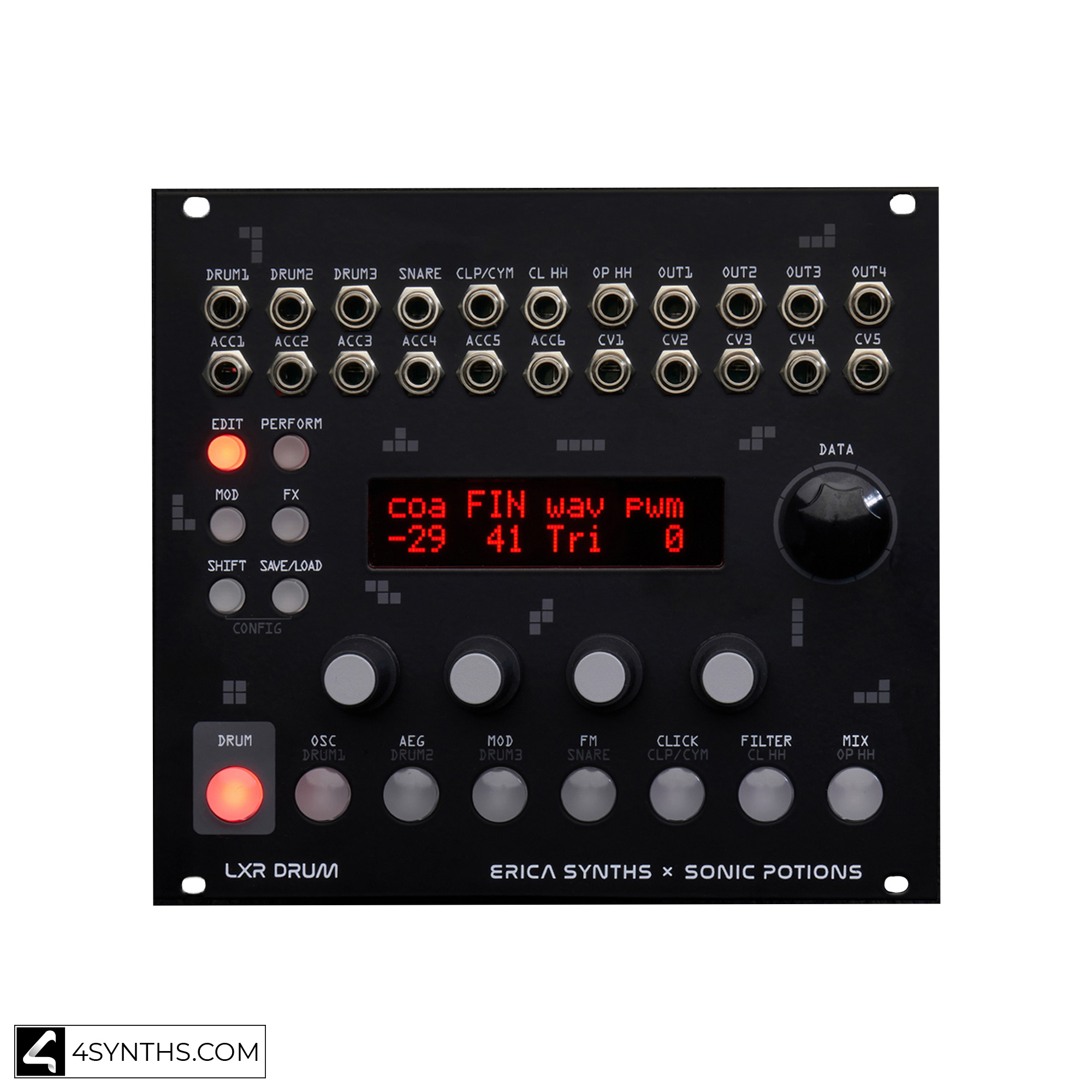 Erica Synths LXR Drum Module 7 voice percussion synthesizer - 4Synths.com